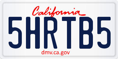 CA license plate 5HRTB5