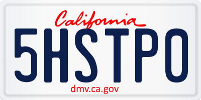 CA license plate 5HSTP0