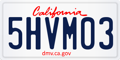 CA license plate 5HVM03