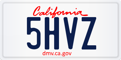 CA license plate 5HVZ