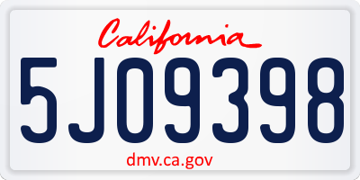 CA license plate 5J09398