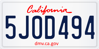 CA license plate 5J0D494