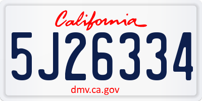 CA license plate 5J26334