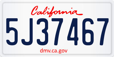 CA license plate 5J37467