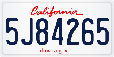 CA license plate 5J84265