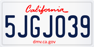 CA license plate 5JGJO39