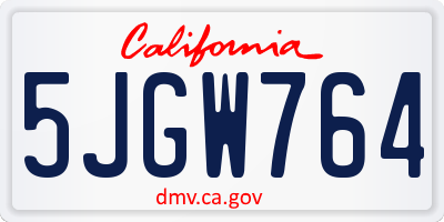 CA license plate 5JGW764