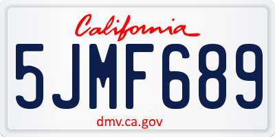 CA license plate 5JMF689