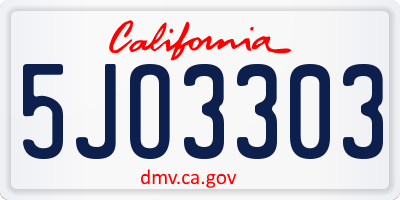 CA license plate 5JO3303