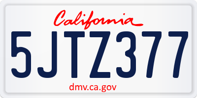 CA license plate 5JTZ377