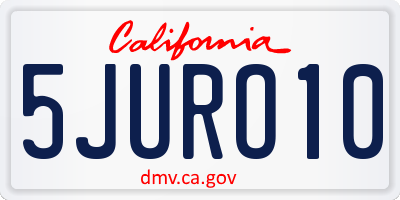 CA license plate 5JURO10