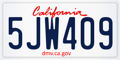 CA license plate 5JW409