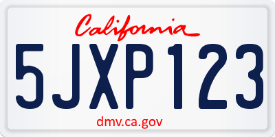 CA license plate 5JXP123
