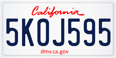 CA license plate 5K0J595