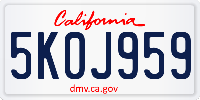 CA license plate 5K0J959