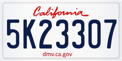 CA license plate 5K23307