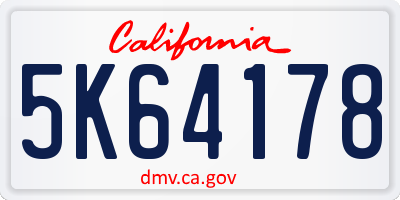 CA license plate 5K64178