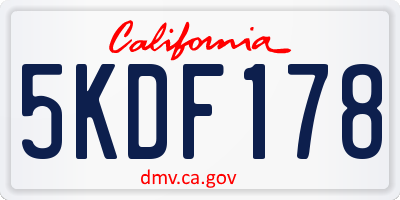 CA license plate 5KDF178