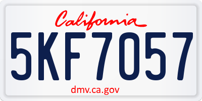 CA license plate 5KF7057