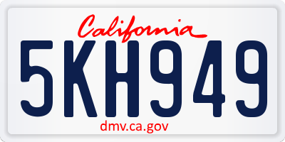 CA license plate 5KH949