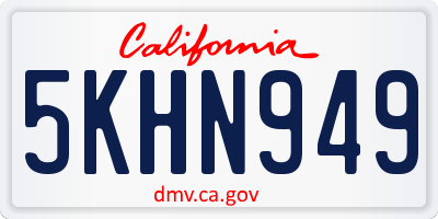 CA license plate 5KHN949