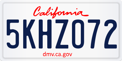 CA license plate 5KHZO72