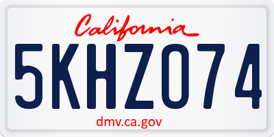 CA license plate 5KHZO74