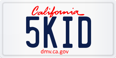 CA license plate 5KID