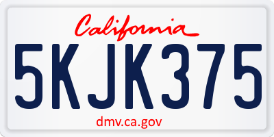 CA license plate 5KJK375