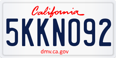 CA license plate 5KKNO92