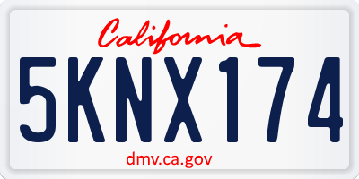 CA license plate 5KNX174