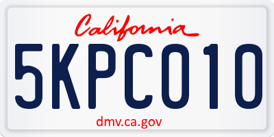 CA license plate 5KPC010