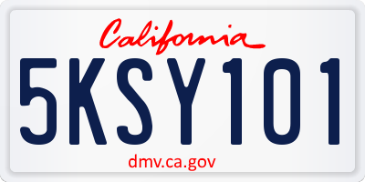 CA license plate 5KSY101