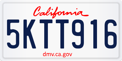 CA license plate 5KTT916