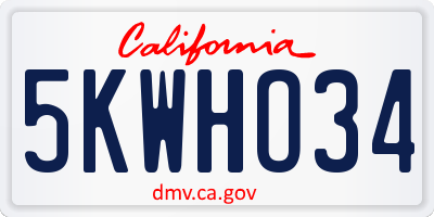 CA license plate 5KWHO34