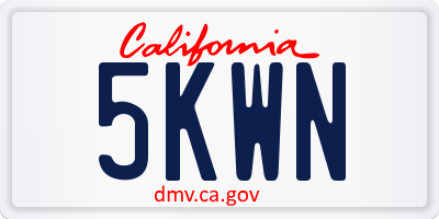 CA license plate 5KWN