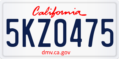 CA license plate 5KZ0475