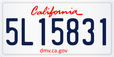 CA license plate 5L15831