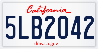 CA license plate 5LB2042