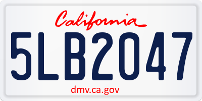 CA license plate 5LB2047