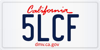 CA license plate 5LCF