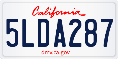 CA license plate 5LDA287