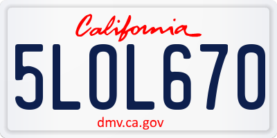 CA license plate 5LOL670