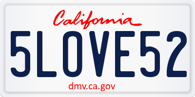 CA license plate 5LOVE52