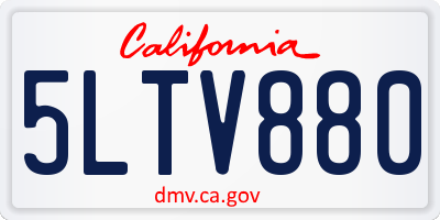 CA license plate 5LTV880