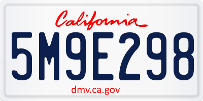 CA license plate 5M9E298