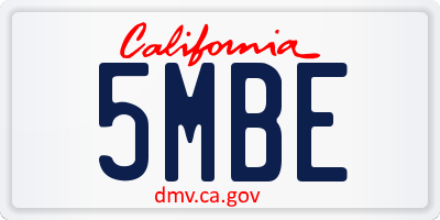 CA license plate 5MBE