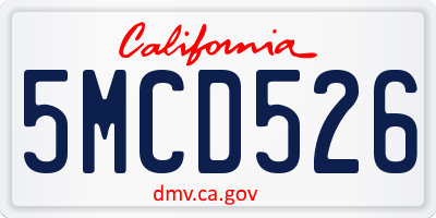 CA license plate 5MCD526