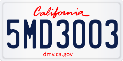 CA license plate 5MD3003