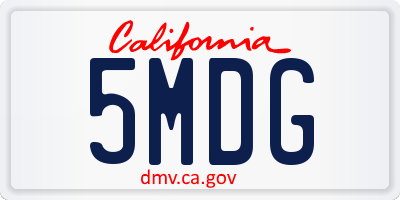 CA license plate 5MDG